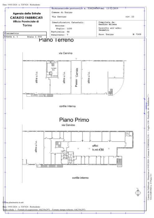 Torino (TO) – Compendio immobiliare via Cigna angolo via Cervino Pianta principale