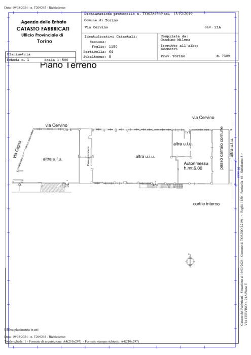 Torino (TO) – Compendio immobiliare via Cigna angolo via Cervino Pianta principale