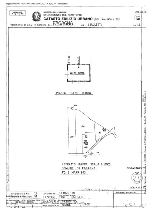 Fagagna (UD)- Palazzina con due unità immobiliari, due garage/rimesse e due terreni Pianta principale