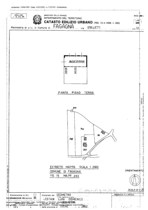 Fagagna (UD)- Palazzina con due unità immobiliari, due garage/rimesse e due terreni Pianta principale