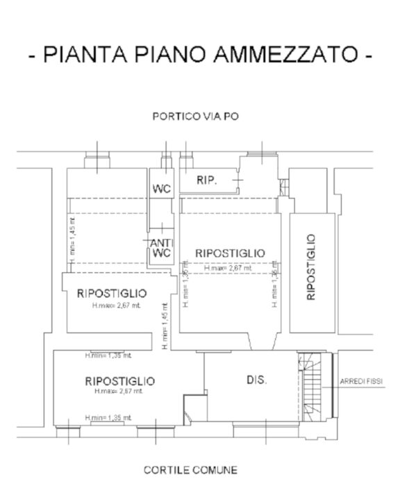 Torino – Locale commerciale sito in Via Po 18/C-D Pianta principale