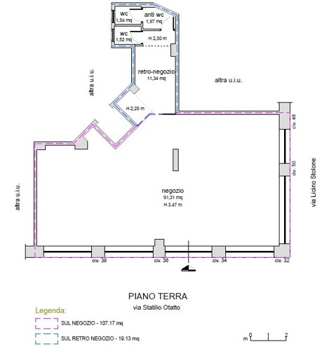 Roma (RM) – Locale commerciale sito in via Statilio Ottato nn. 32, 34, 36, 38 – via Licinio Stolone 48, 50 Pianta principale