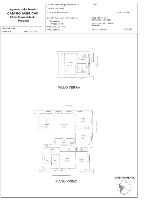 Todi (PG) – Appartamento ubicato nel centro storico Pianta principale